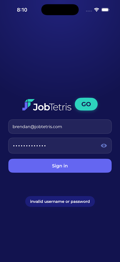 JobTetris mobile app